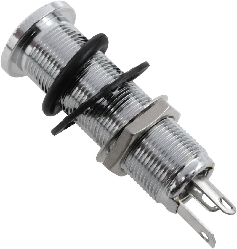 Dsjnf Brass electric guitar bass 1/4 inch barrel jack Guitar input jack Cylindrical input/output mono active long thread jack socket Guitar Parts Silver -1pcs - Image 1